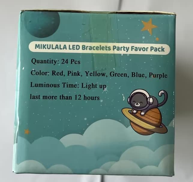24Pcs Glow in the Dark Party Supplies for Kids/Adults, Flashing Light up Toys LED Bracelets Halloween Glow Sticks, Mardi Gras Party Favors Carnival Birthday Concert Gifts Accessory