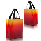 Nush Nush Gradient Bags Medium Size - Set of 12 Aqua to Pink Reusable Bags With Holographic Finish - Perfect For Goodie, Birthday, Party Favors - 8x4x10