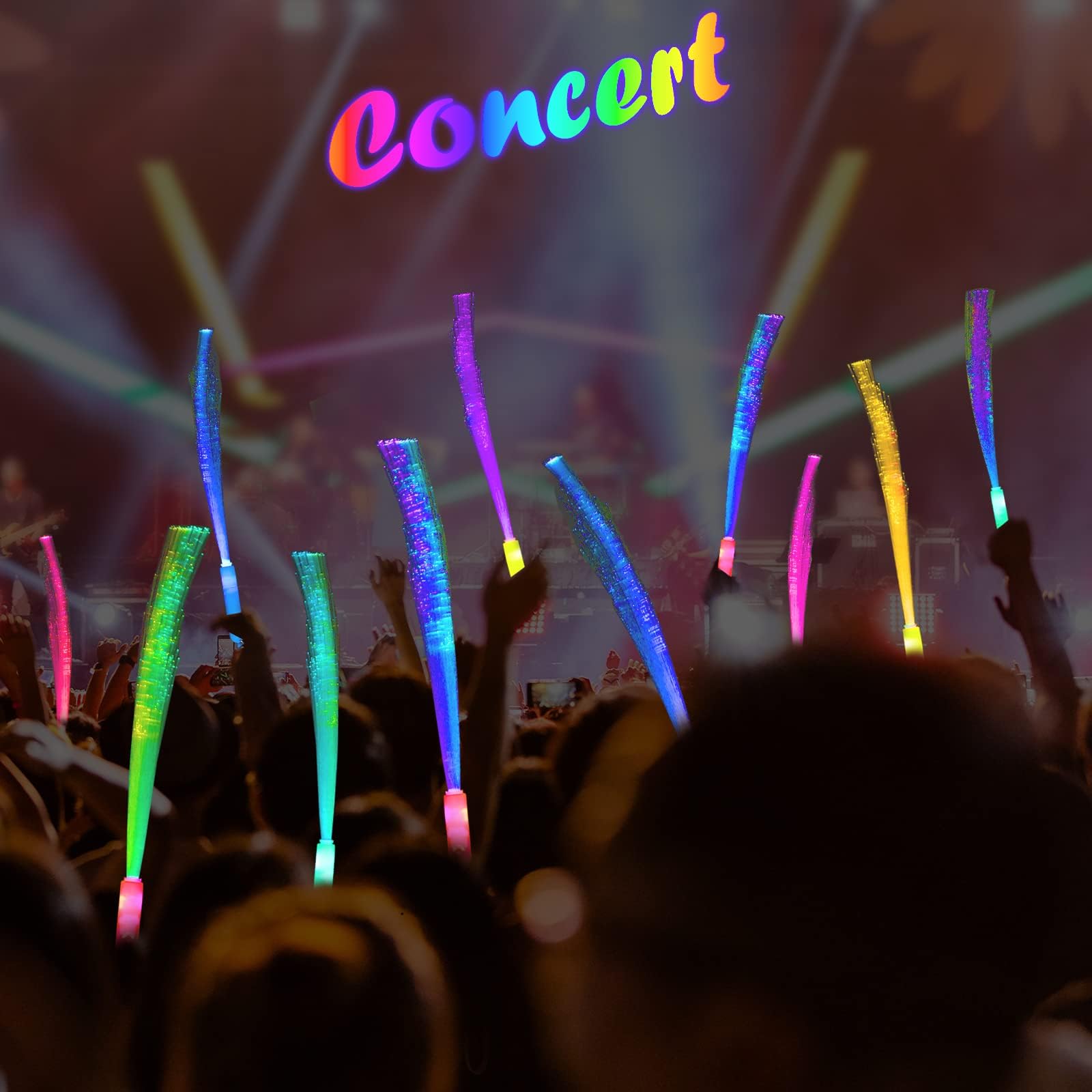 25 Pack Glow Sticks Mardi Gras Party Supplies ,Glow in the Dark Party Supplies,3 Models Flashing Sticks, Fiber Optic Wands Light up Sticks Fit Wedding Birthday Easter valentine's day