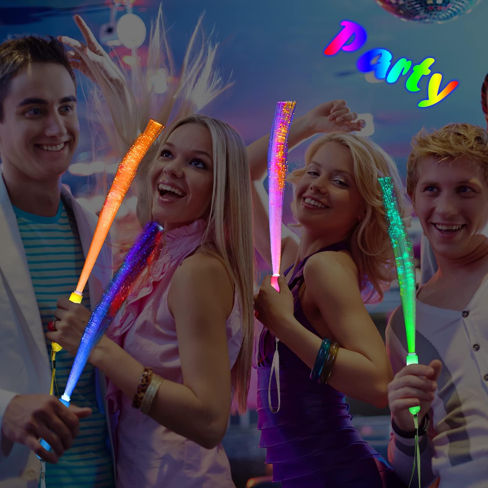 25 Pack Glow Sticks Mardi Gras Party Supplies ,Glow in the Dark Party Supplies,3 Models Flashing Sticks, Fiber Optic Wands Light up Sticks Fit Wedding Birthday Easter valentine's day