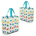 Nush Nush Gradient Bags Medium Size - Set of 12 Aqua to Pink Reusable Bags With Holographic Finish - Perfect For Goodie, Birthday, Party Favors - 8x4x10