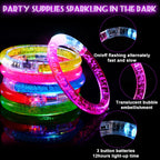 24Pcs Glow in the Dark Party Supplies for Kids/Adults, Flashing Light up Toys LED Bracelets Halloween Glow Sticks, Mardi Gras Party Favors Carnival Birthday Concert Gifts Accessory