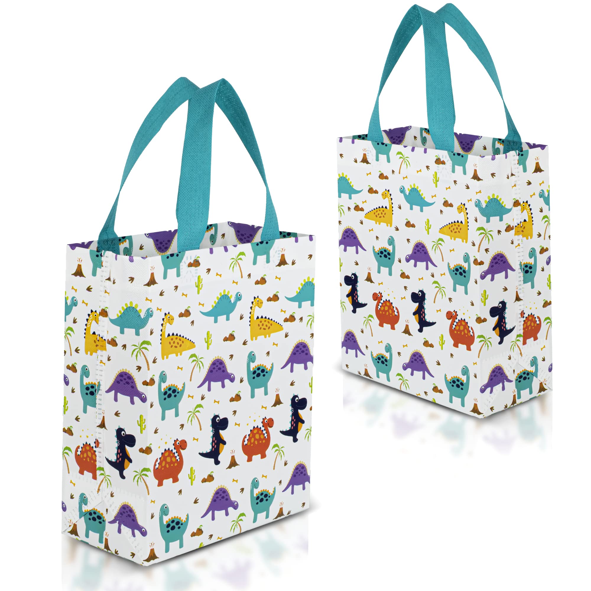 Nush Nush Gradient Bags Medium Size - Set of 12 Aqua to Pink Reusable Bags With Holographic Finish - Perfect For Goodie, Birthday, Party Favors - 8x4x10